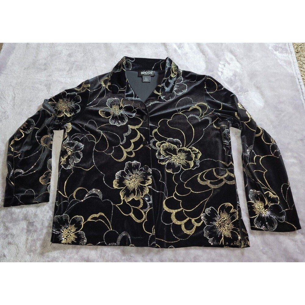 BRIGGS Blazer Shirt  Long Sleeve Size PL Black Preowned